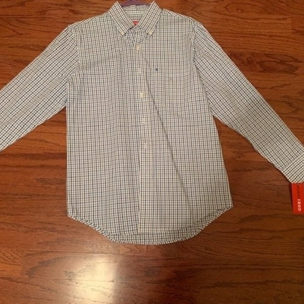 NWT IZOD BUTTON UP DRESS SHIRT, SIZE SMALL
